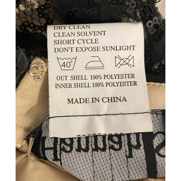 Hannah S Formal Dark Mini Dress Size 4 Sequin Black/Nude Lace Cocktail Party - Picture 6 of 10